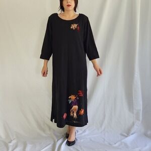 90s Black Fall‎ Midi Dress with Scarecrow